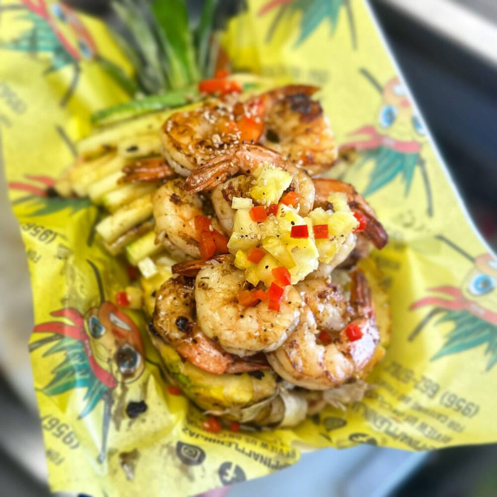 Jumbo shrimp bowl, up close